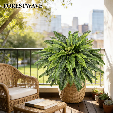 Forestwave porch planter fern decoration adds natural charm to outdoor spaces.