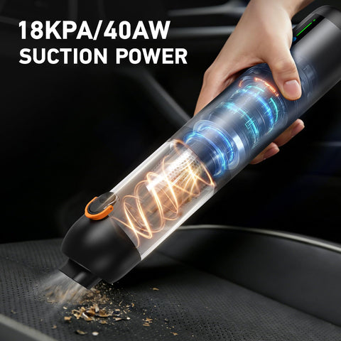 FORETOO cordless vacuum with multiple nozzles for keyboard and desk dust