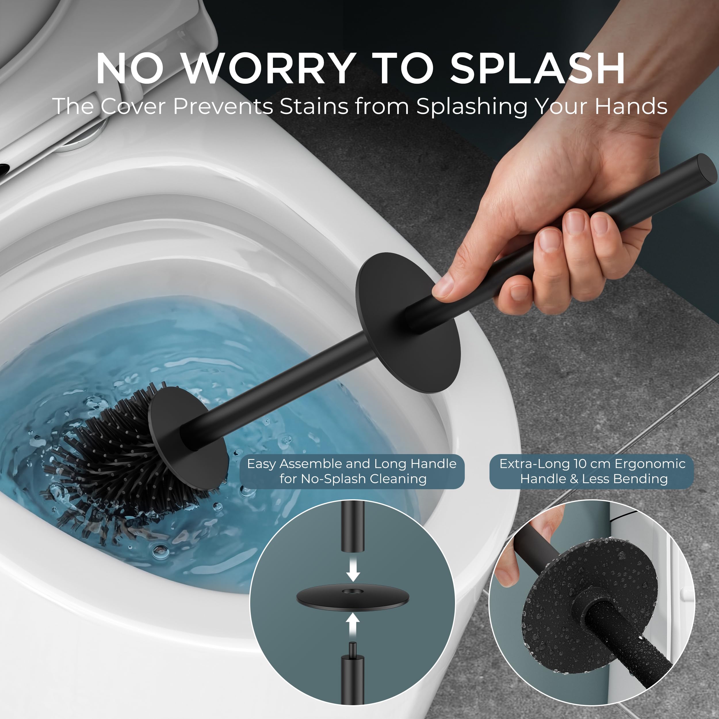 FORIOUS 360-cleaning-head lets you reach corners for thorough bathroom tidying.