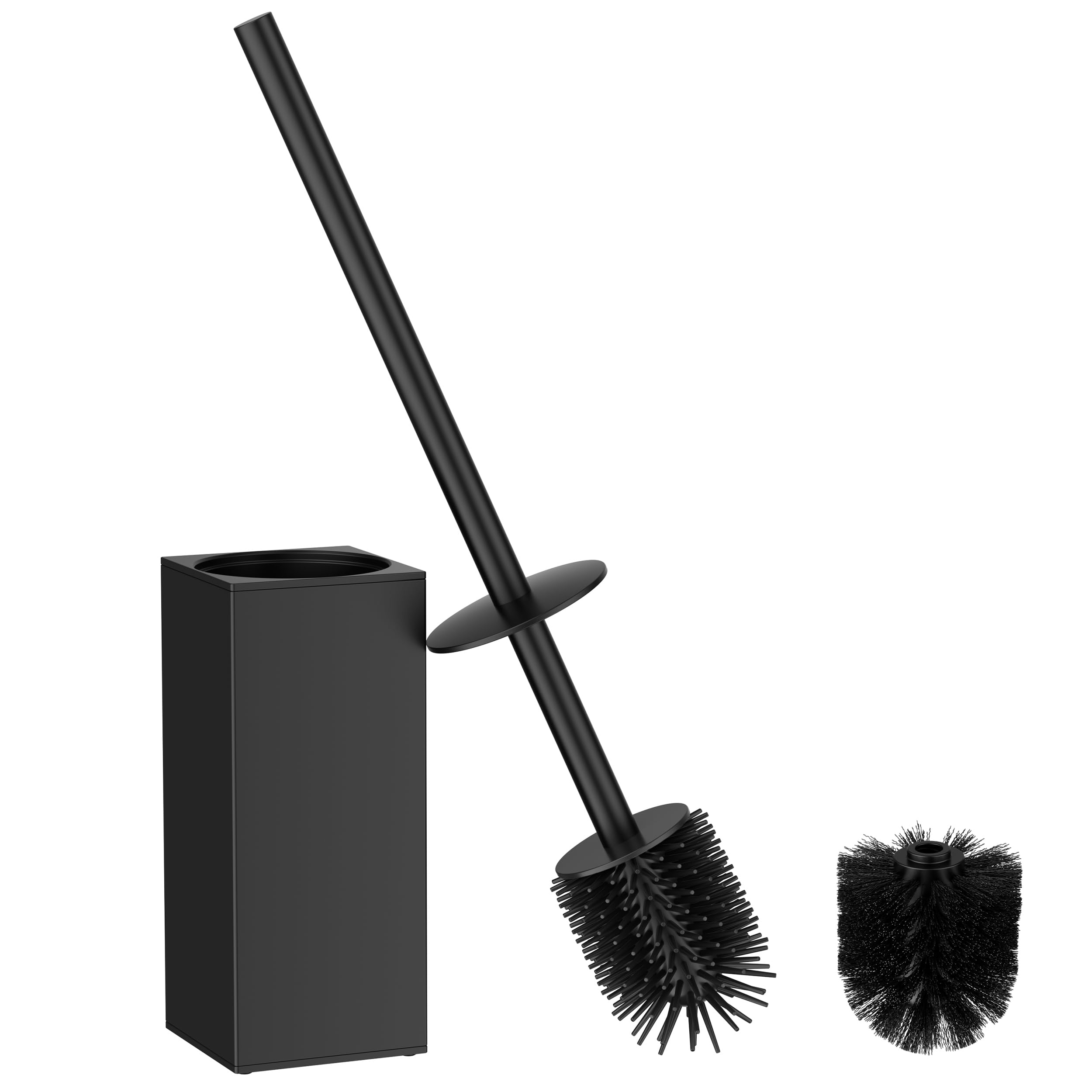 FORIOUS toilet brush holder base demonstrates the sturdy, rust-resistant stainless steel base for longevity.