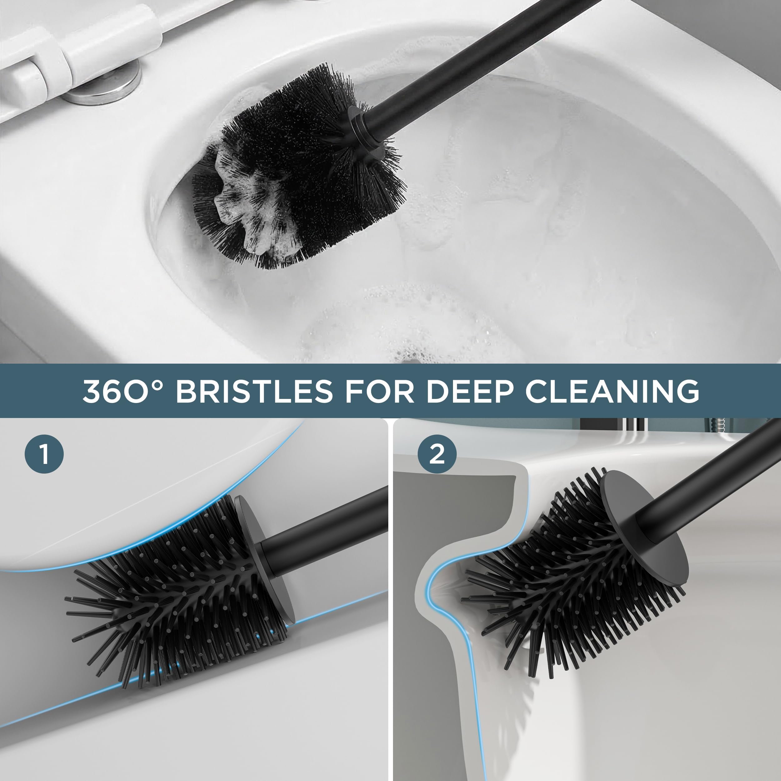 FORIOUS modern design blends into bathroom decor while concealing the cleaning head.