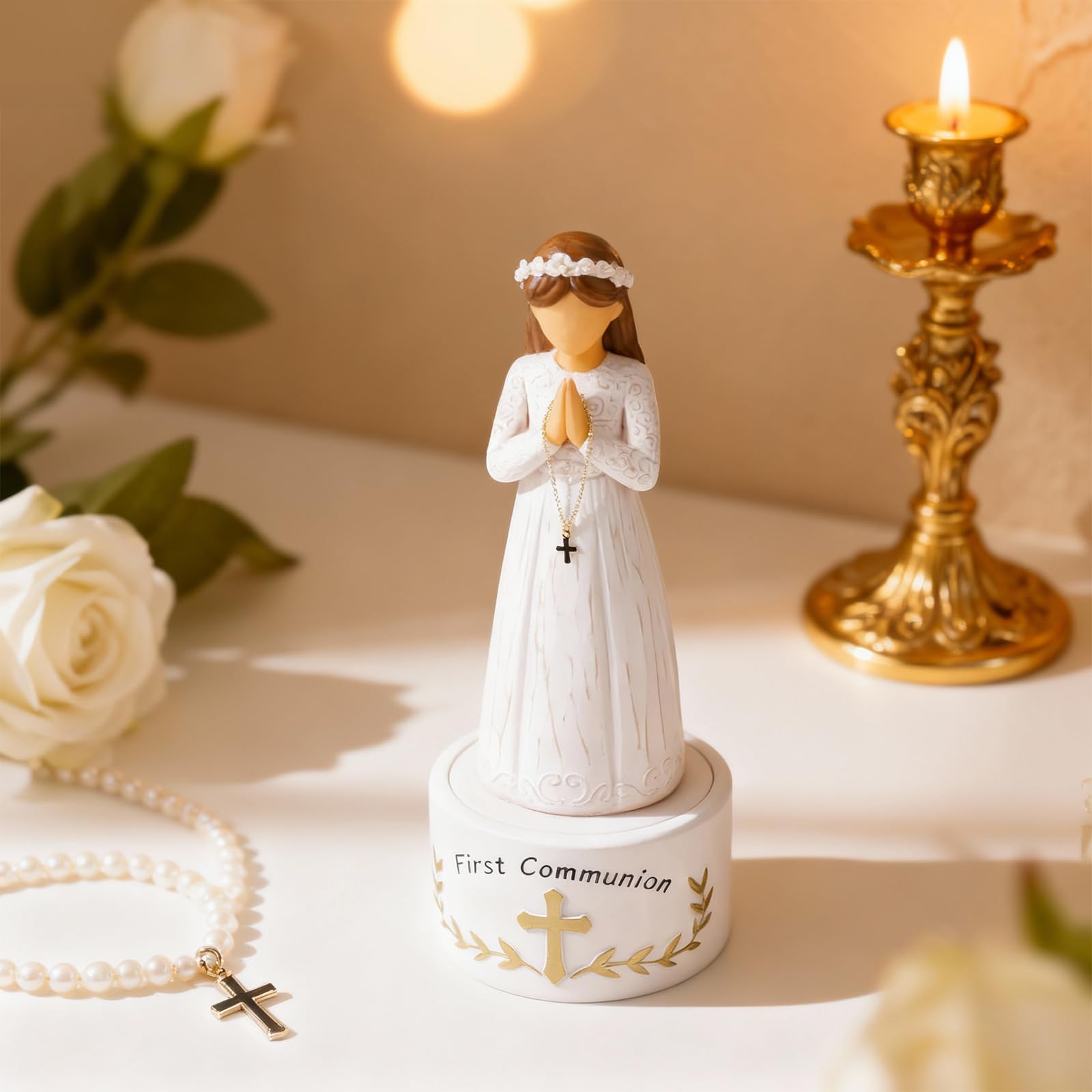 Formiele figurine displayed on dresser for a prayer corner