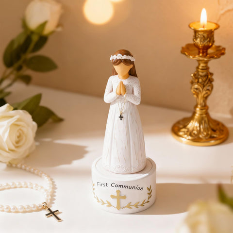 Formiele figurine displayed on dresser for a prayer corner