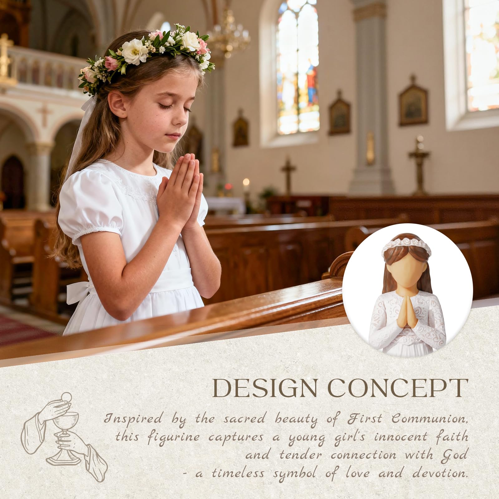 Formiele First Communion girl figurine side view with delicate details