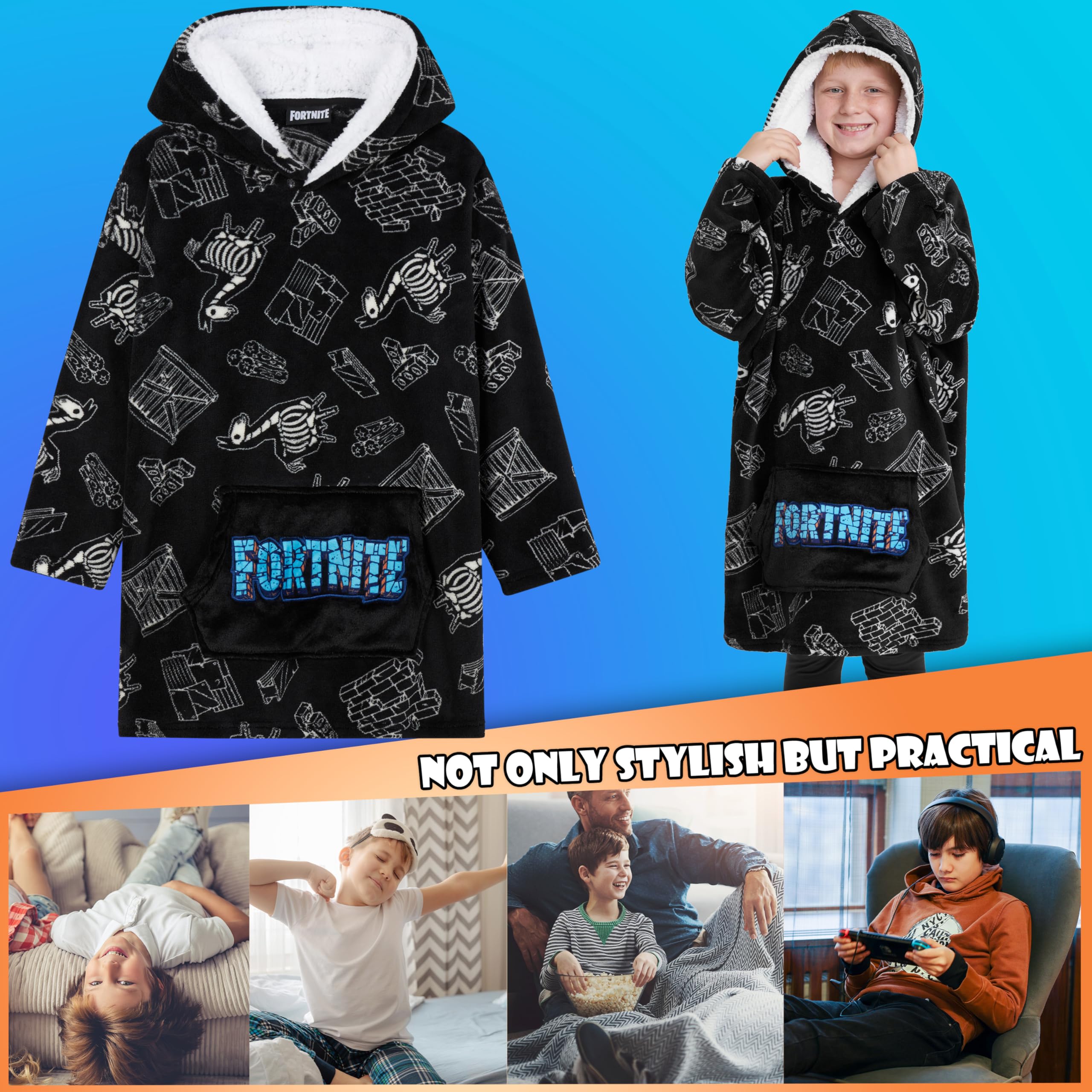 Fortnite oversized pullover soft fleece for warmth and easy movement.