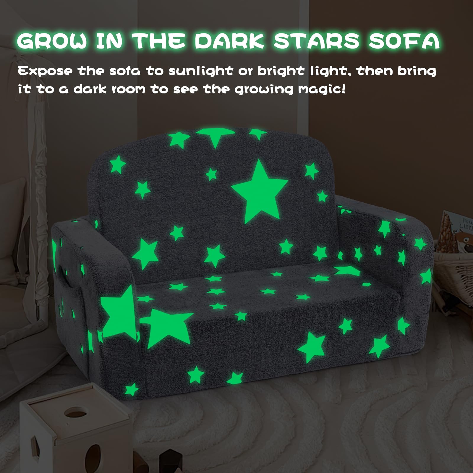 Foryoomi couch features high-density foam for sturdy, comfy seating.