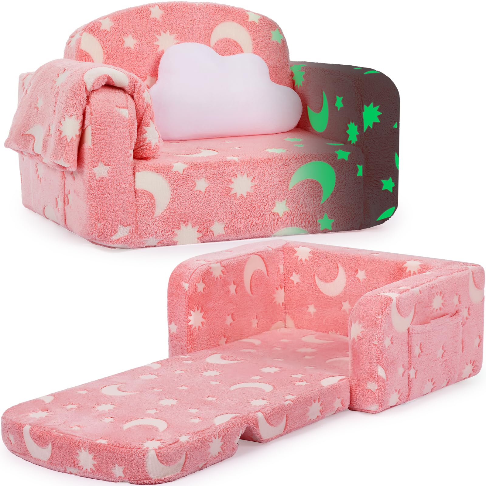 Foryoomi kids couch with blanket and pillow for cozy playtime