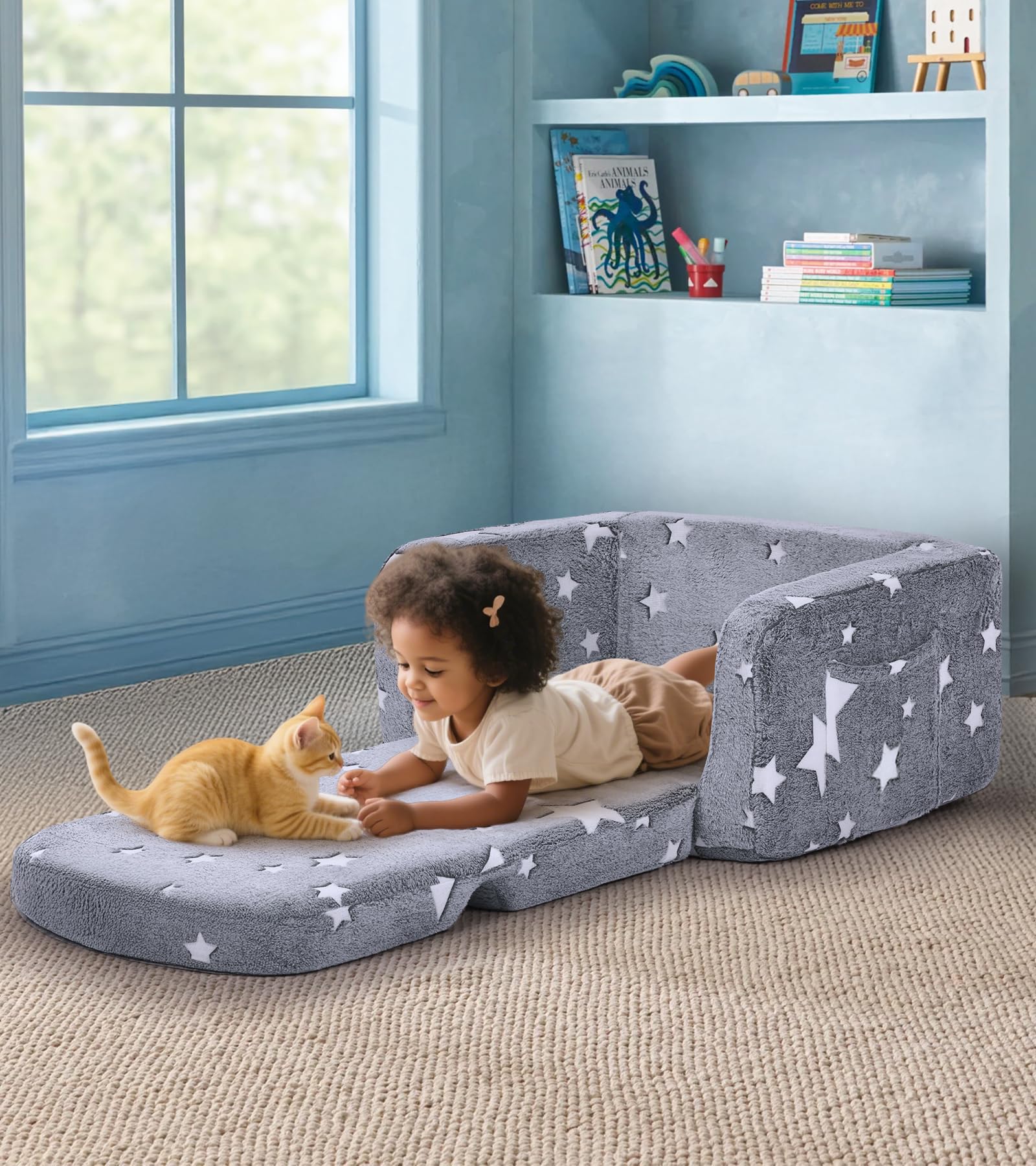 Foryoomi kids couch lightweight portable design with carry handle