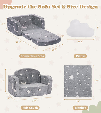 Foryoomi kids couch machine-washable cover for easy cleanup