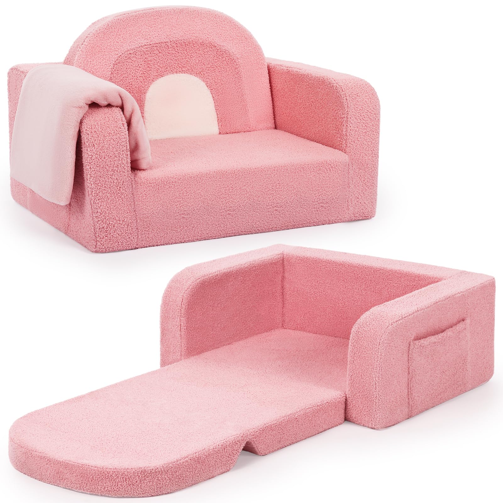 Foryoomi kids couch rainbow fold: a cozy, space-saving seating option for playrooms.