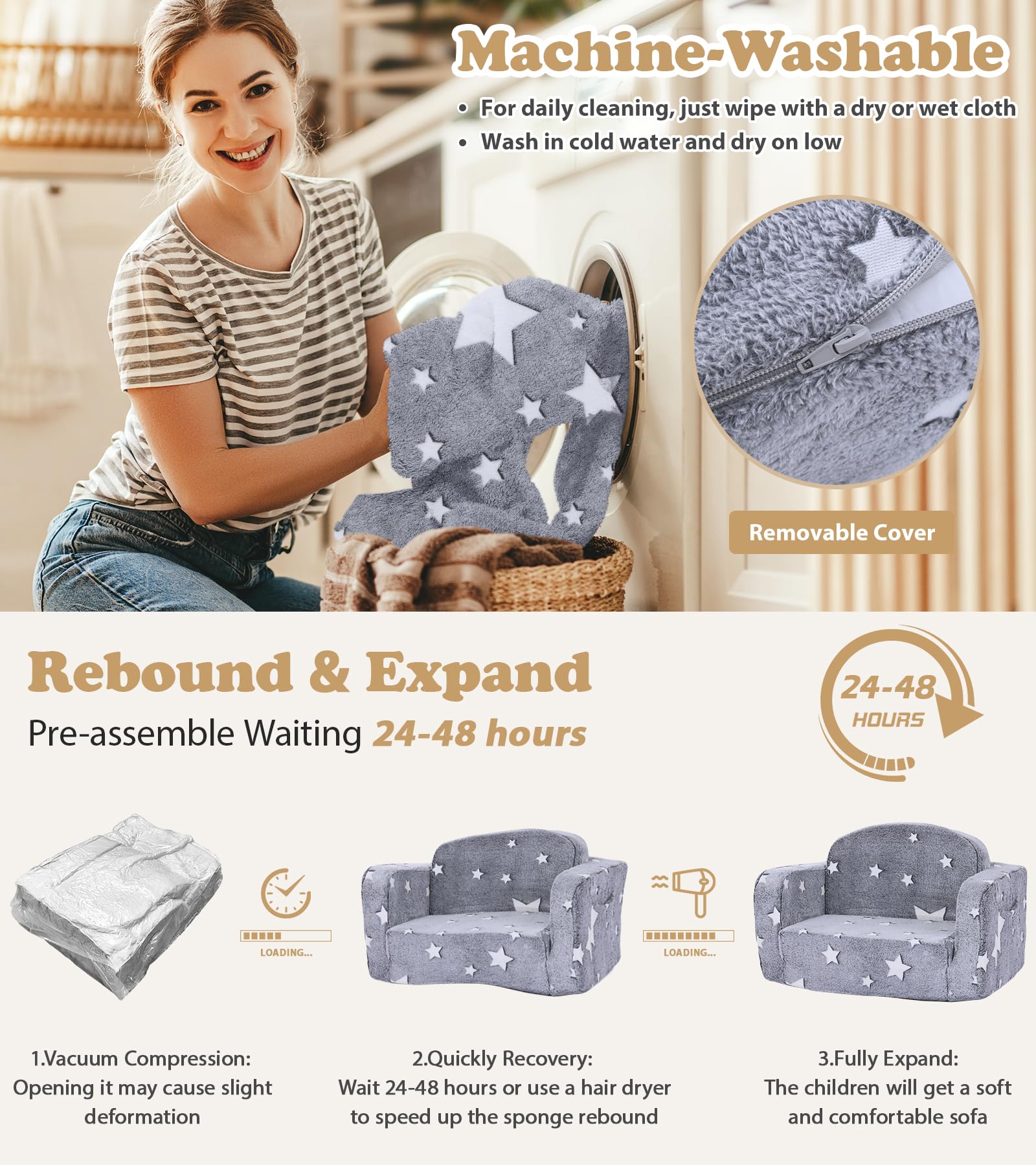Foryoomi kids couch side pockets keep books and small toys handy