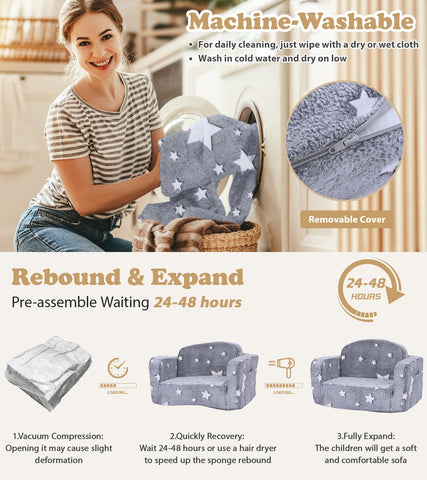 Foryoomi kids couch side pockets keep books and small toys handy