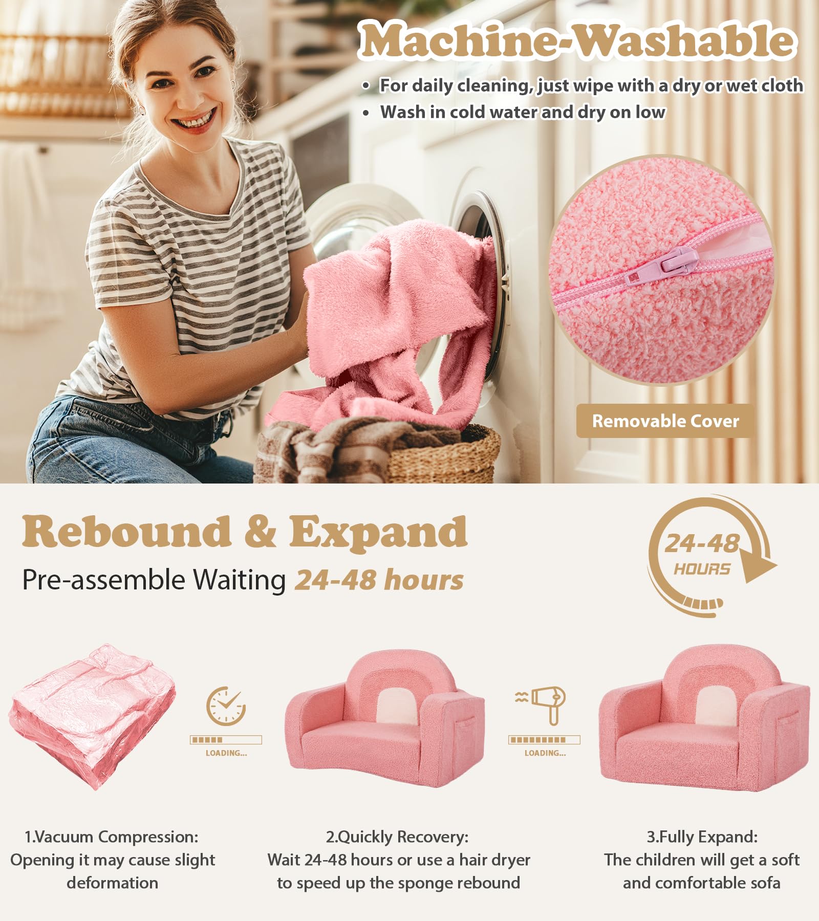 Foryoomi portable kid couch with side pockets keeps books within reach.