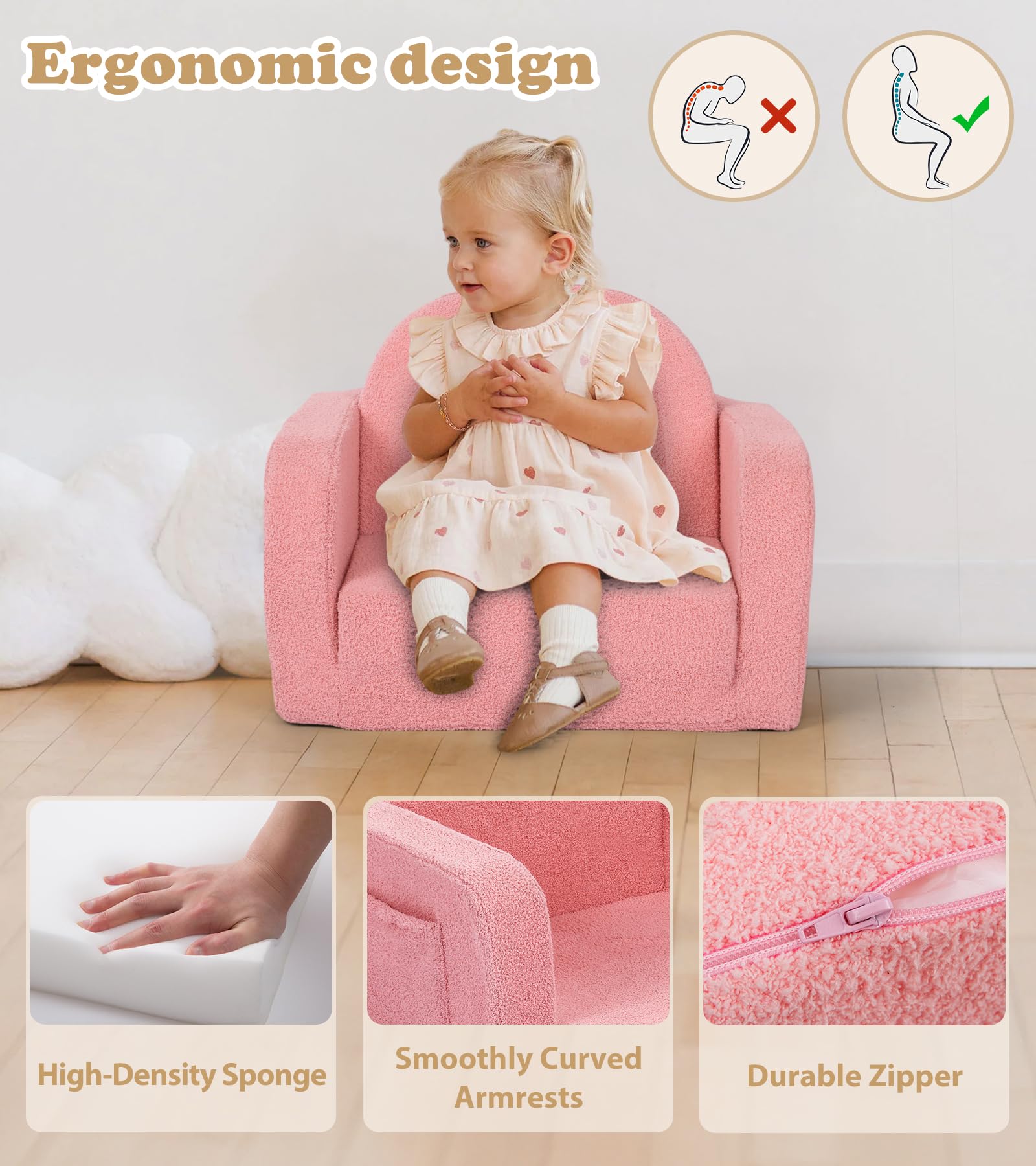 Foryoomi toddler couch soft-foam offers dense support during active play.