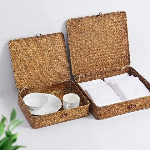Lid button closure detail secures items while remaining easy to open.