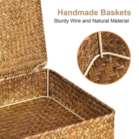 FOSSORH woven seagrass basket closeup reveals natural texture and strength.