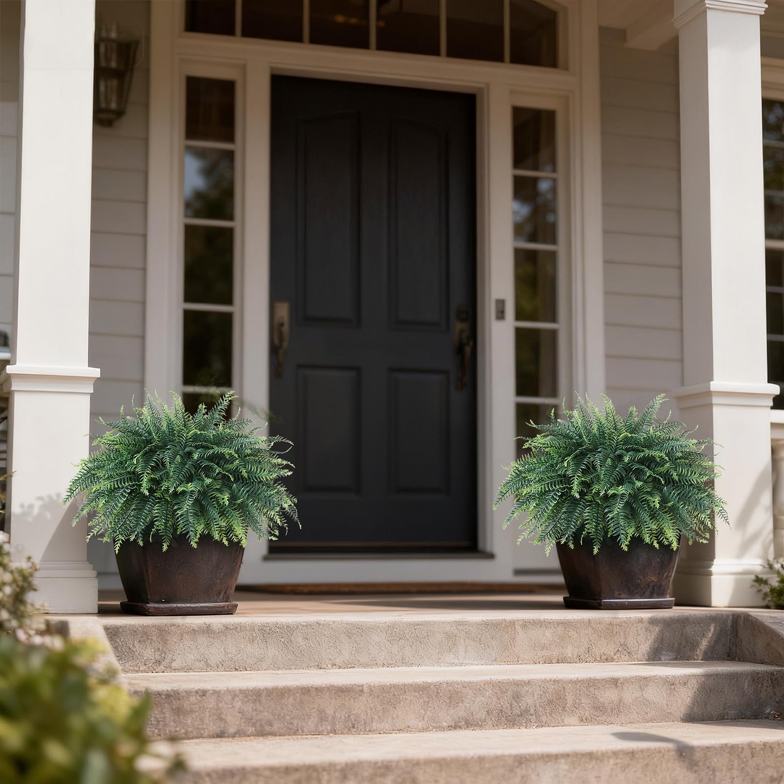 FOTEEWL 21x17 inch ferns fit entryways and balconies with greenery.