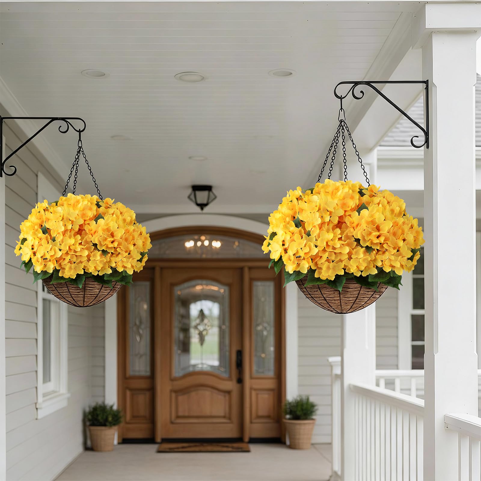 FOTEEWL silk hydrangea bouquet for porch decor with realistic texture.