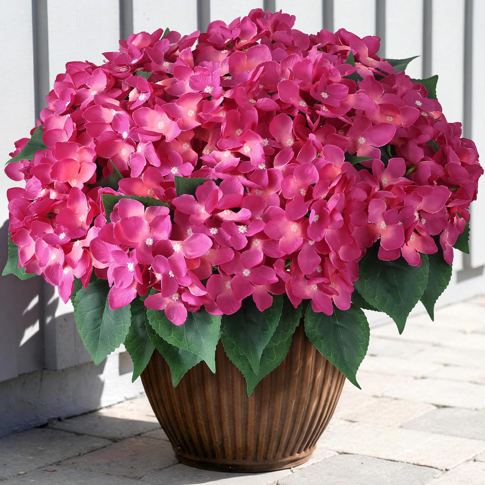 FOTEEWL 8-bundle Rose Red hydrangea for outdoor front door decor.