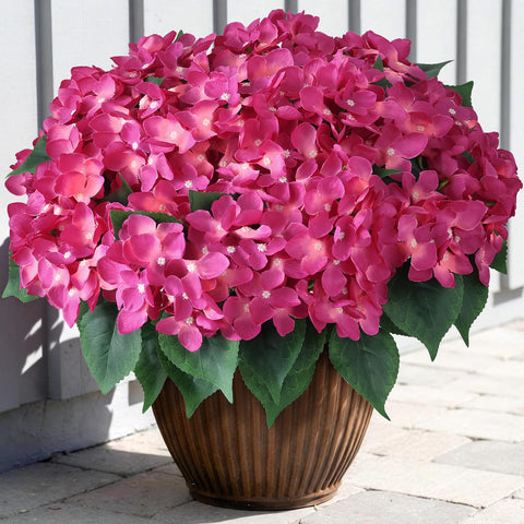 FOTEEWL 8-bundle Rose Red hydrangea for outdoor front door decor.