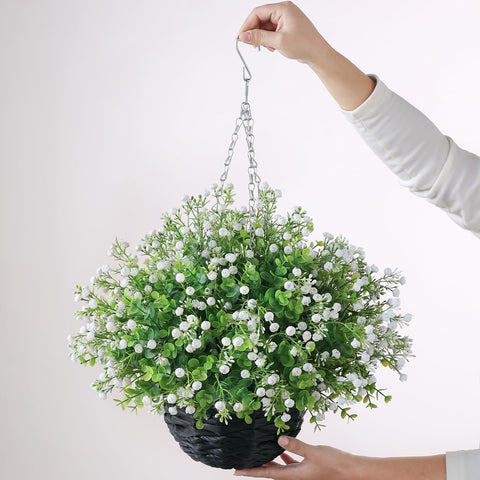 FOTEEWL hanging basket extends to 23 inches for tall displays.