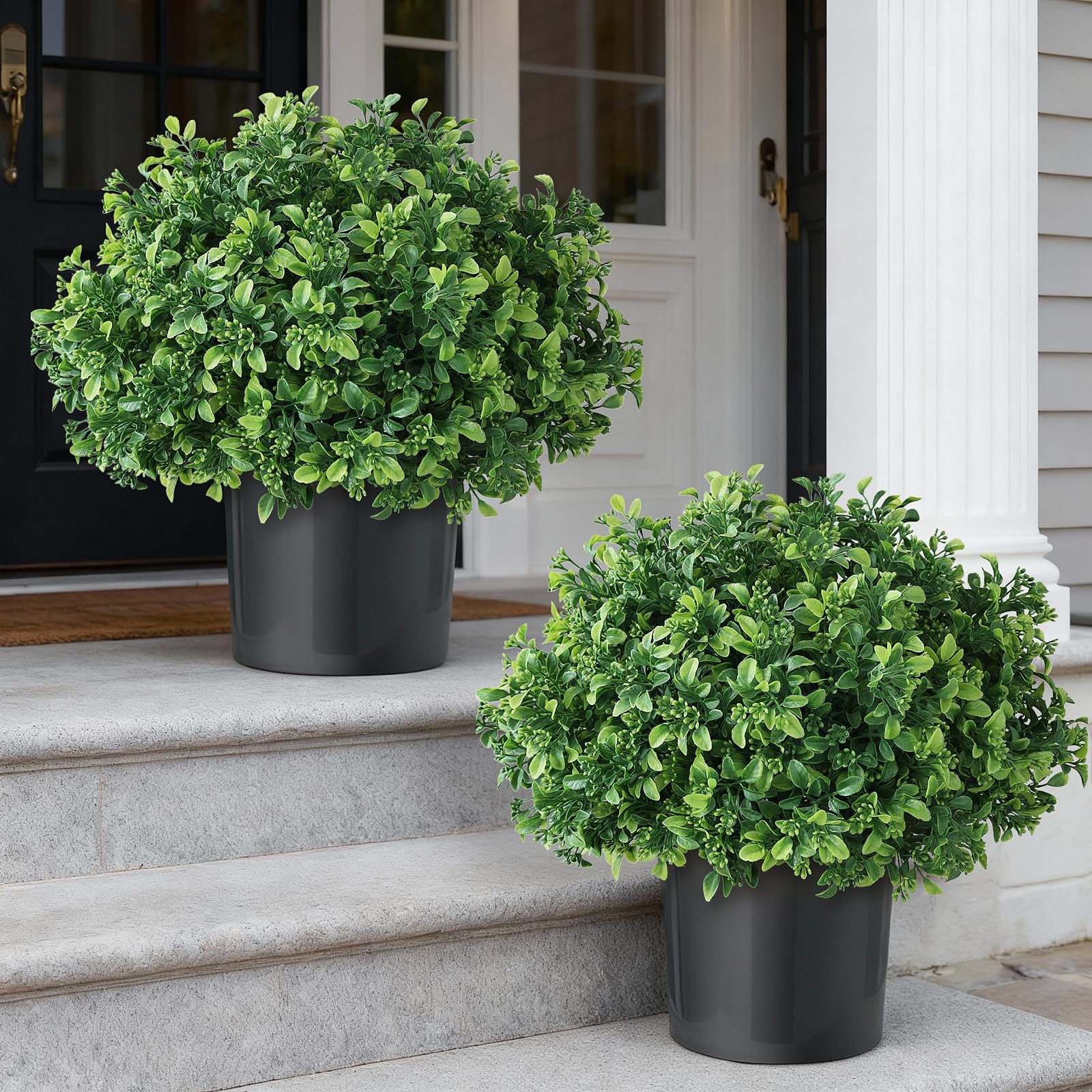 FOTEEWL two artificial boxwood topiary trees for front door enhance curb appeal