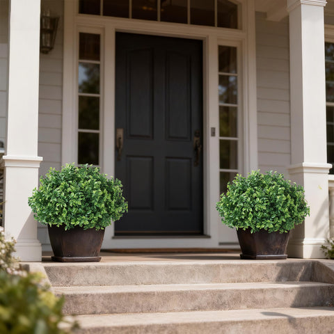 FOTEEWL pair of topiaries frames entries with lasting charm