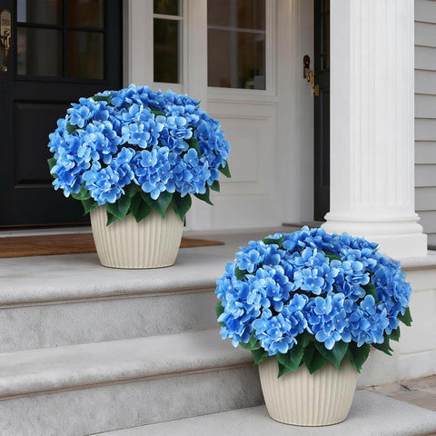 FOTEEWL blue hydrangea bouquet, 17-inch stems, quick styling.