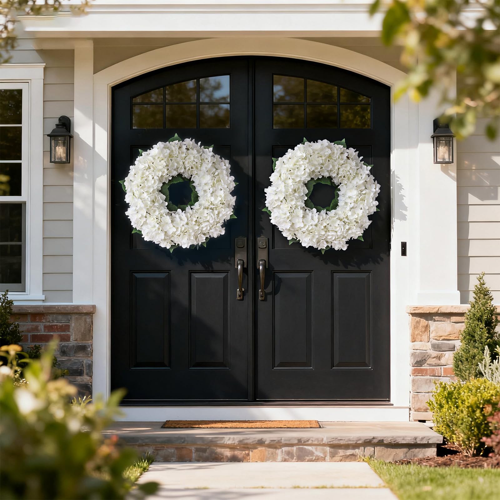 Durable UV-resistant materials ensure FOTEEWL hydrangea wreath withstands outdoor or indoor use