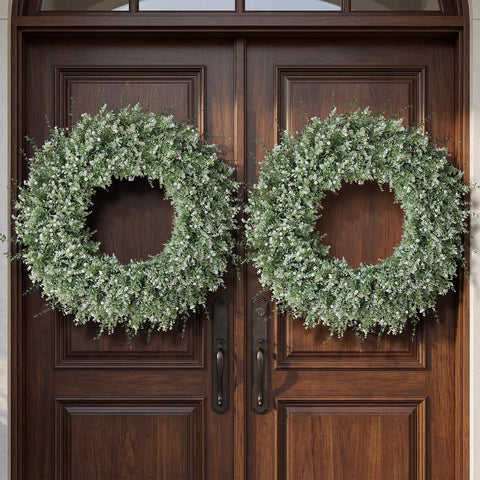 FOTEEWL eucalyptus lavender wreath suitable for indoor outdoor use.