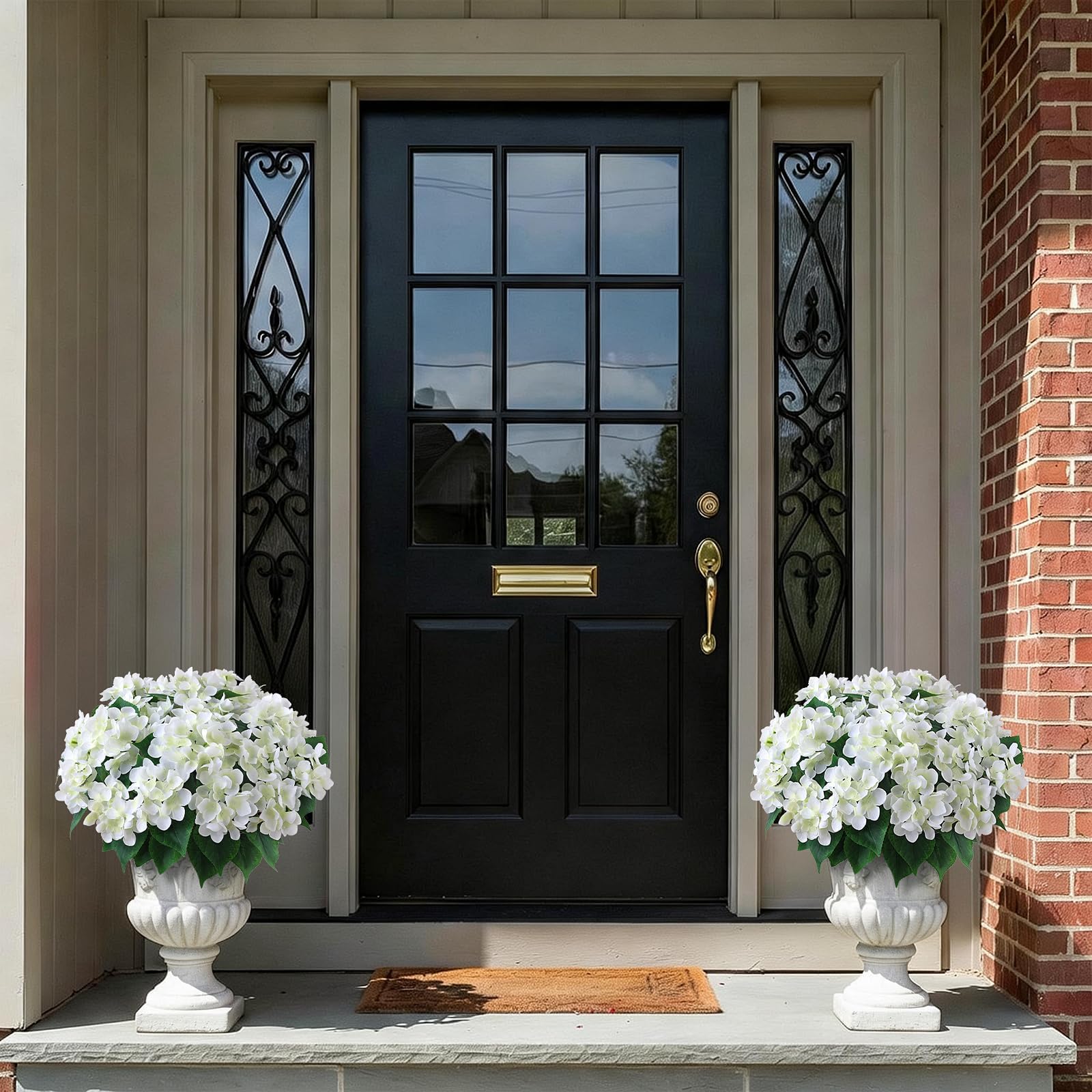 FOTEEWL hydrangea bouquet along garden path boosts curb appeal.