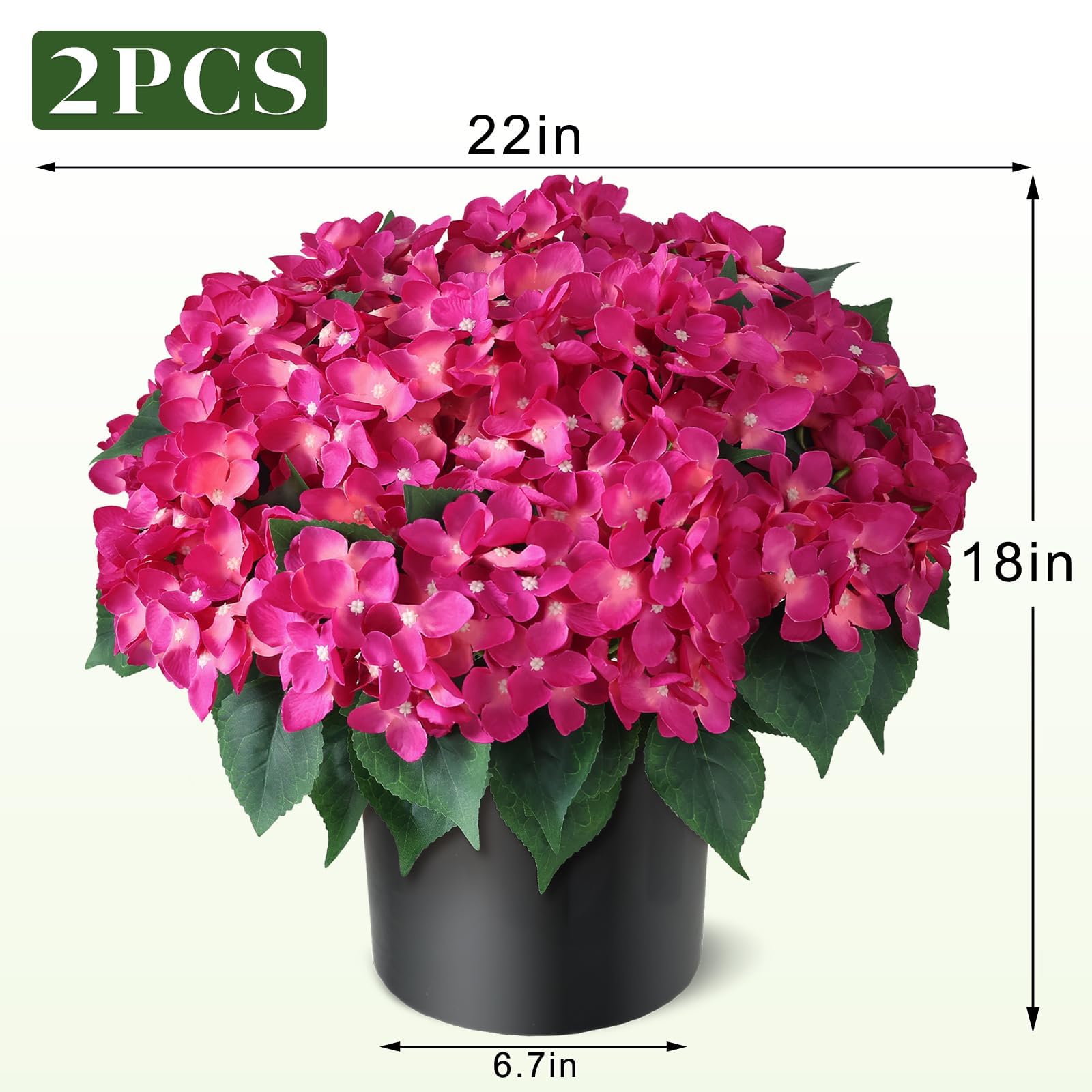 FOTEEWL hydrangea sphere topiary measures 18 inches tall and 22 inches wide