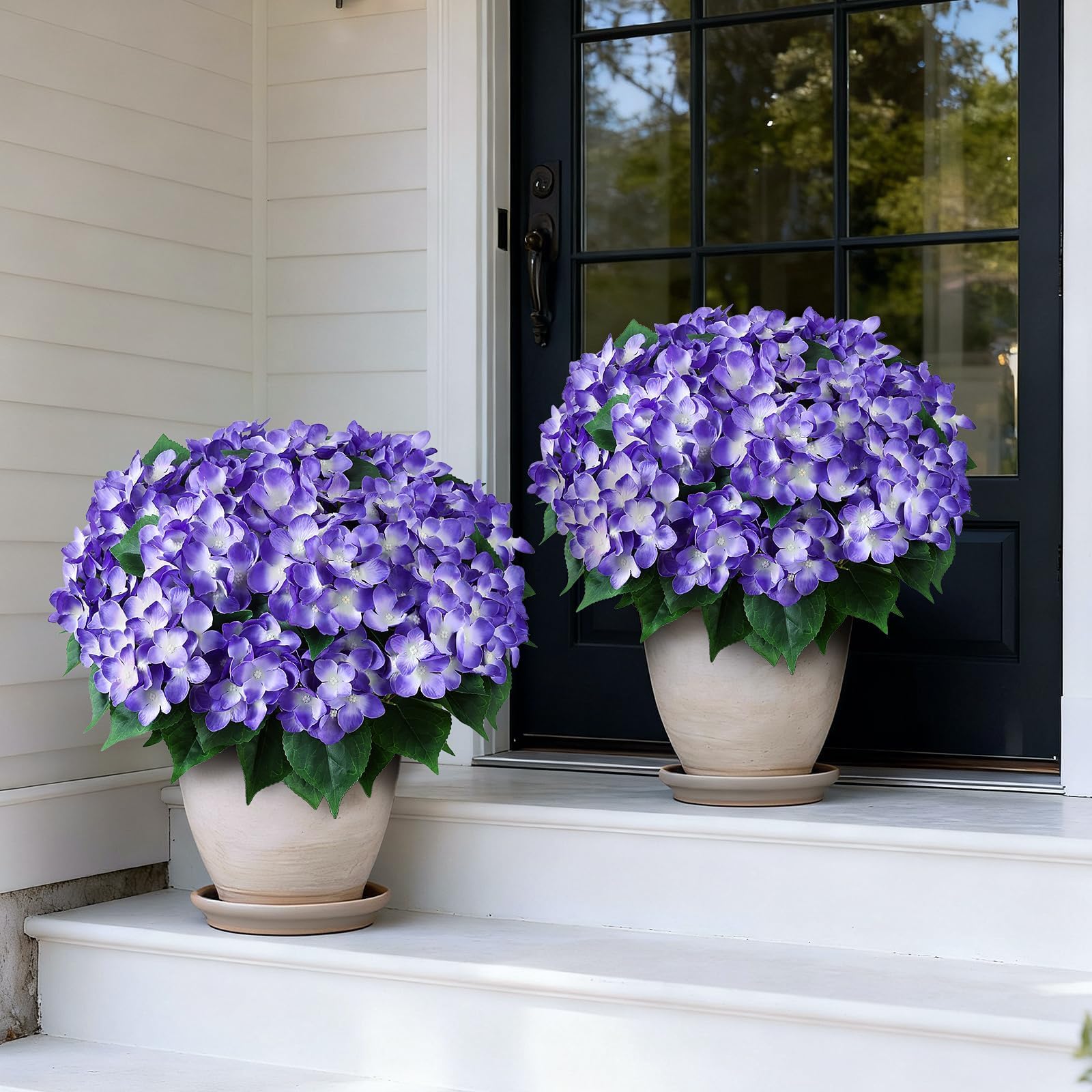 FOTEEWL hydrangea topiary side view, enhances porch curb appeal.