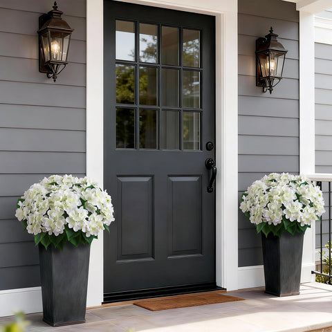FOTEEWL hydrangea topiary with black pot ready to display on entryways