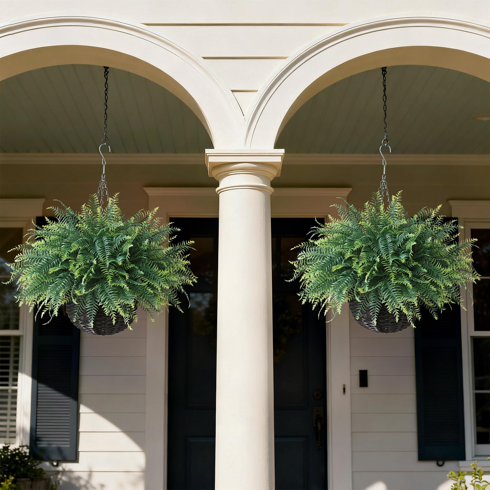FOTEEWL metal chain and black basket deliver sturdy hanging presentation