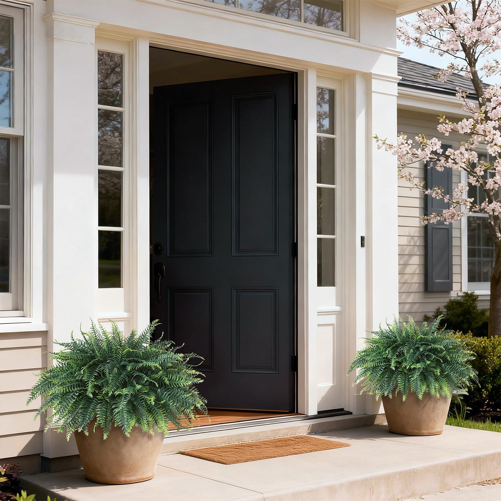 FOTEEWL two-pack porch decor creates lush full-green display.