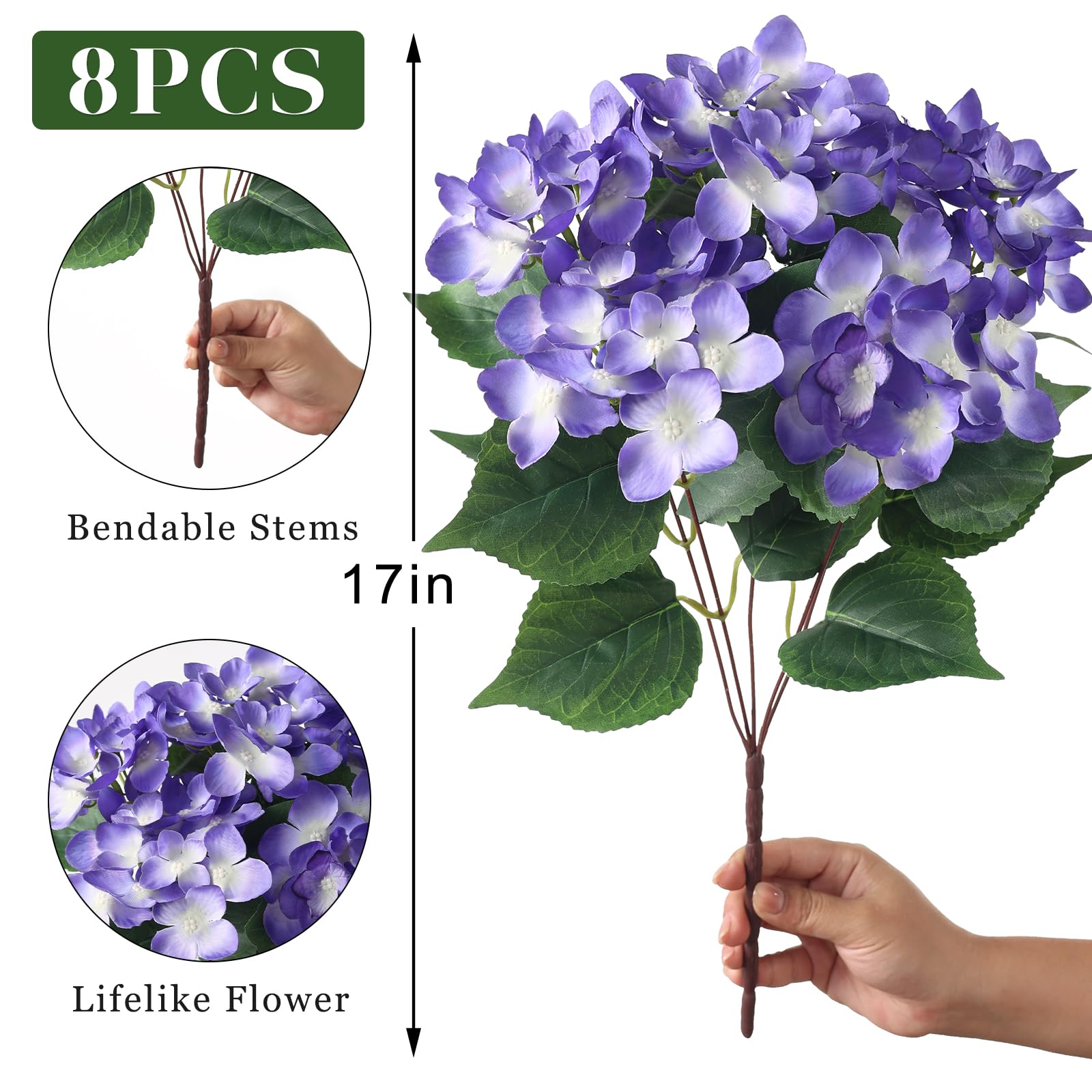 FOTEEWL waterproof and UV-resistant hydrangea withstands outdoor weather conditions.