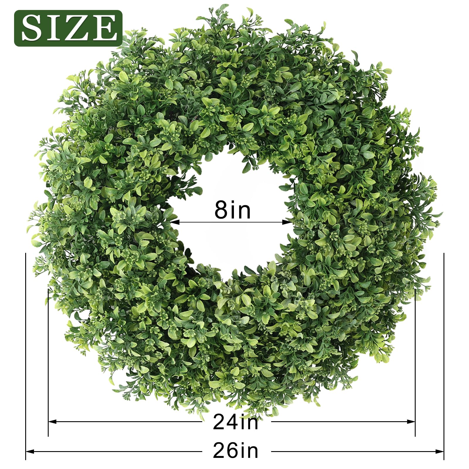 FOTEEWL boxwood wreath on fireplace mantel for a natural touch