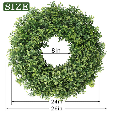 FOTEEWL boxwood wreath on fireplace mantel for a natural touch