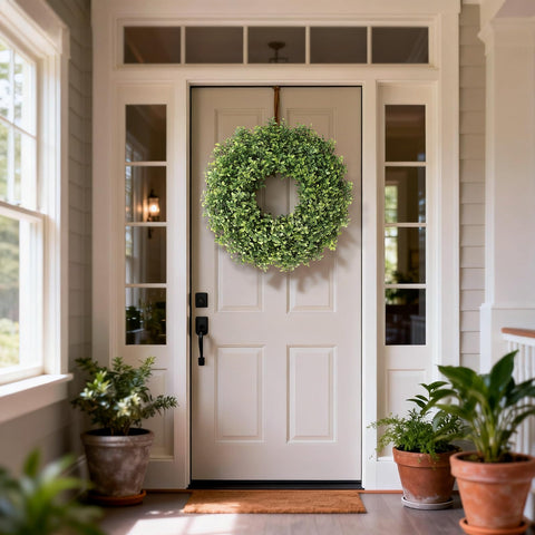 FOTEEWL outdoor porch boxwood wreath for exterior decor