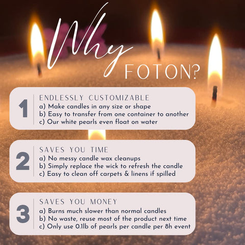Foton pearled candle for DIY projects with plentiful wicks and sand