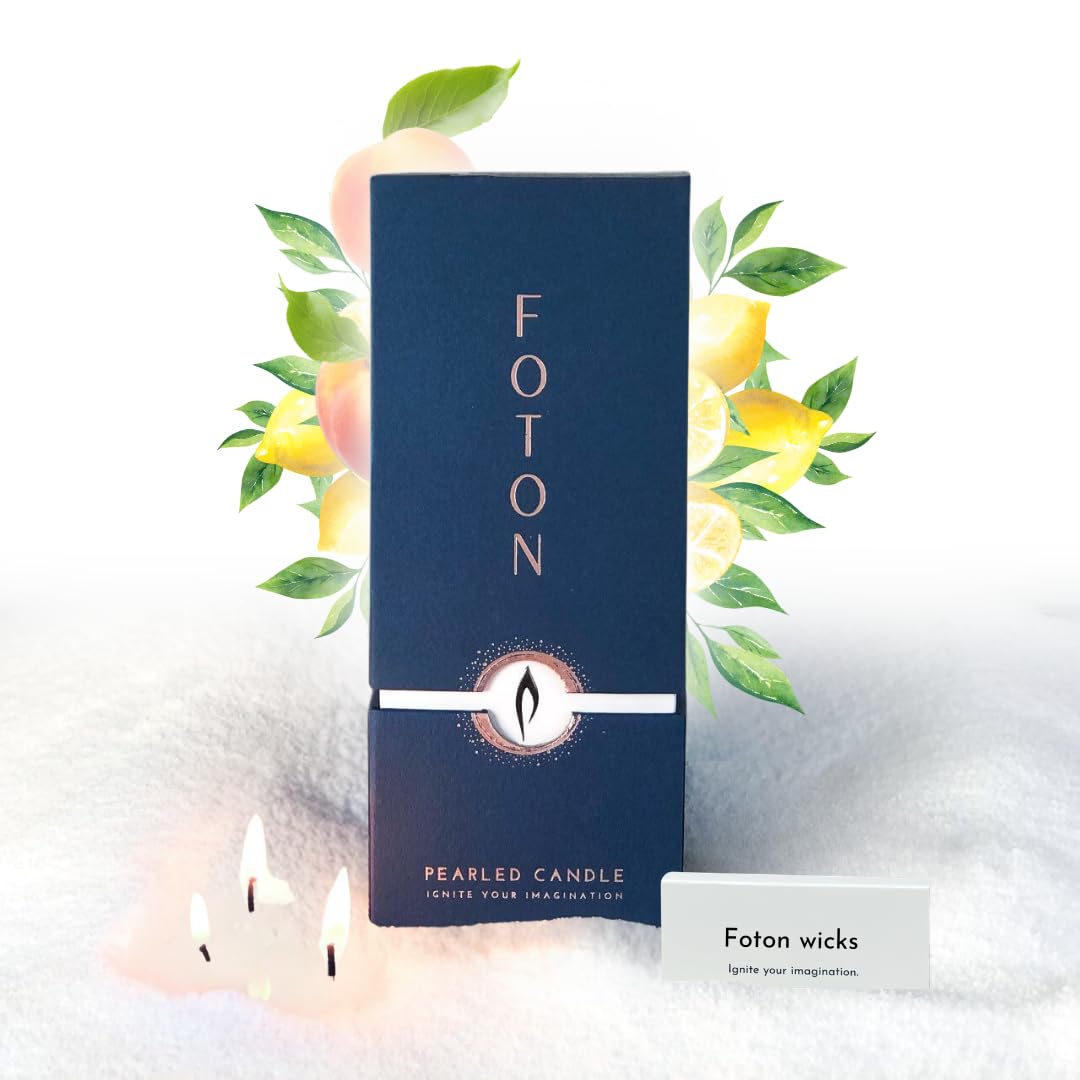 Foton Pearled Candle 18oz with sassy citrus pour for bold scent and stylish glow