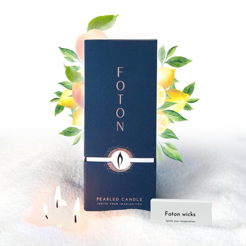 Foton Pearled Candle 18oz with sassy citrus pour for bold scent and stylish glow