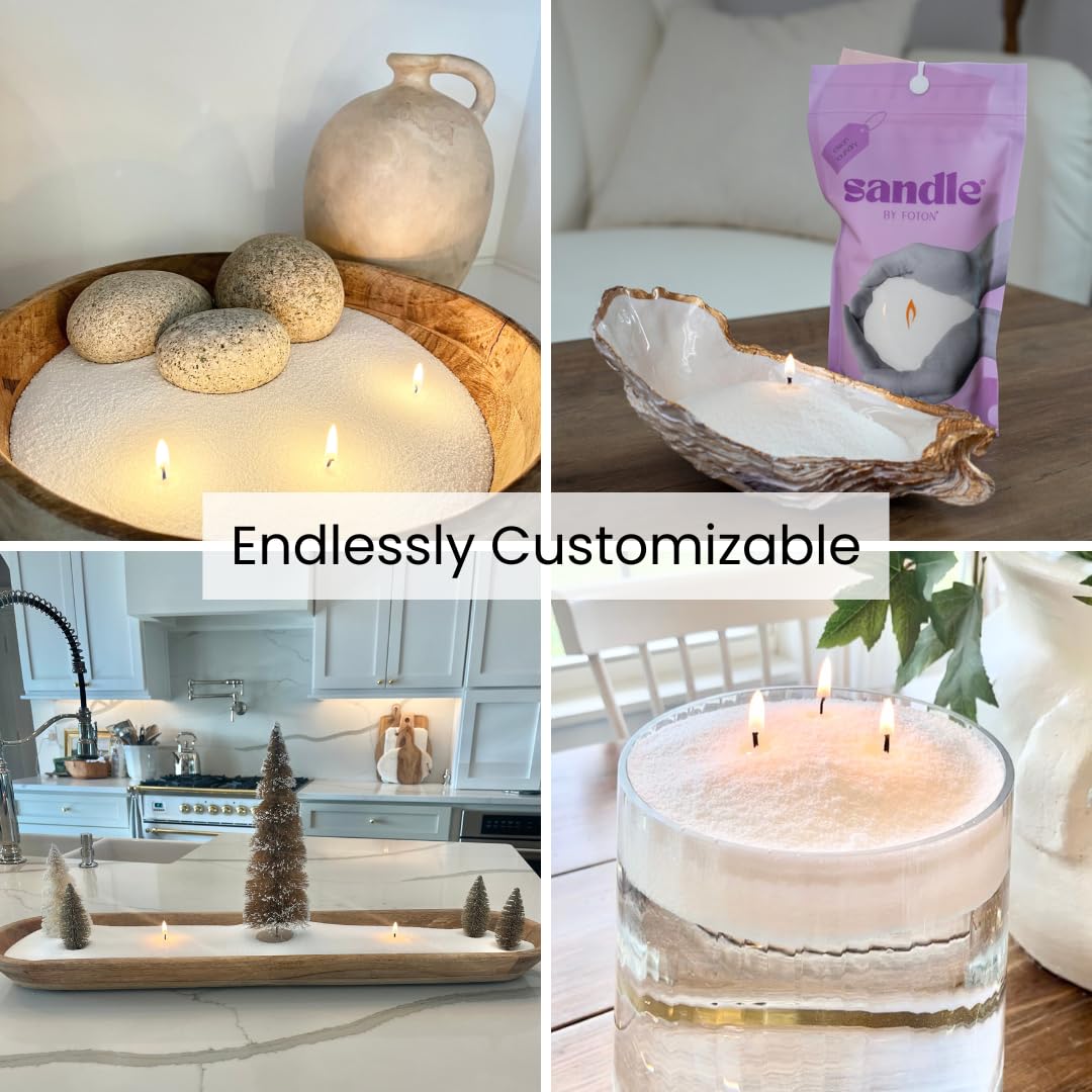 Foton Sandle Pearled Candle burn time view shows long-lasting glow.