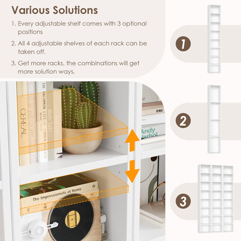 FOTOSOK tall white unit measures 70.9 inches for vertical storage.