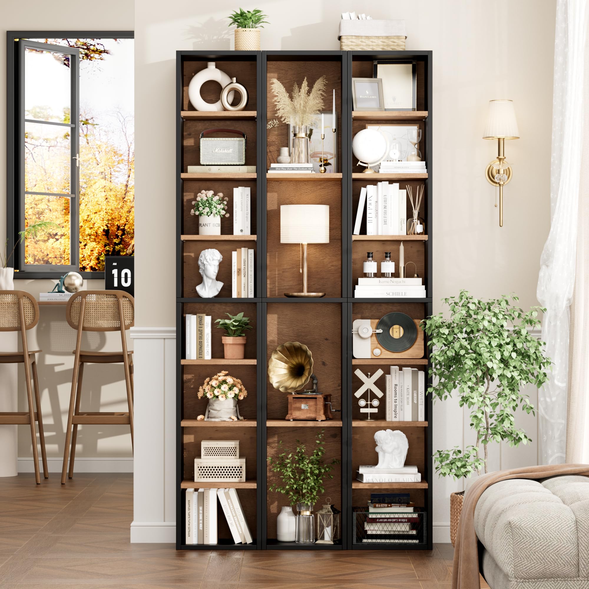 FOTOSOK adjustable shelves enabling flexible media and book arrangement
