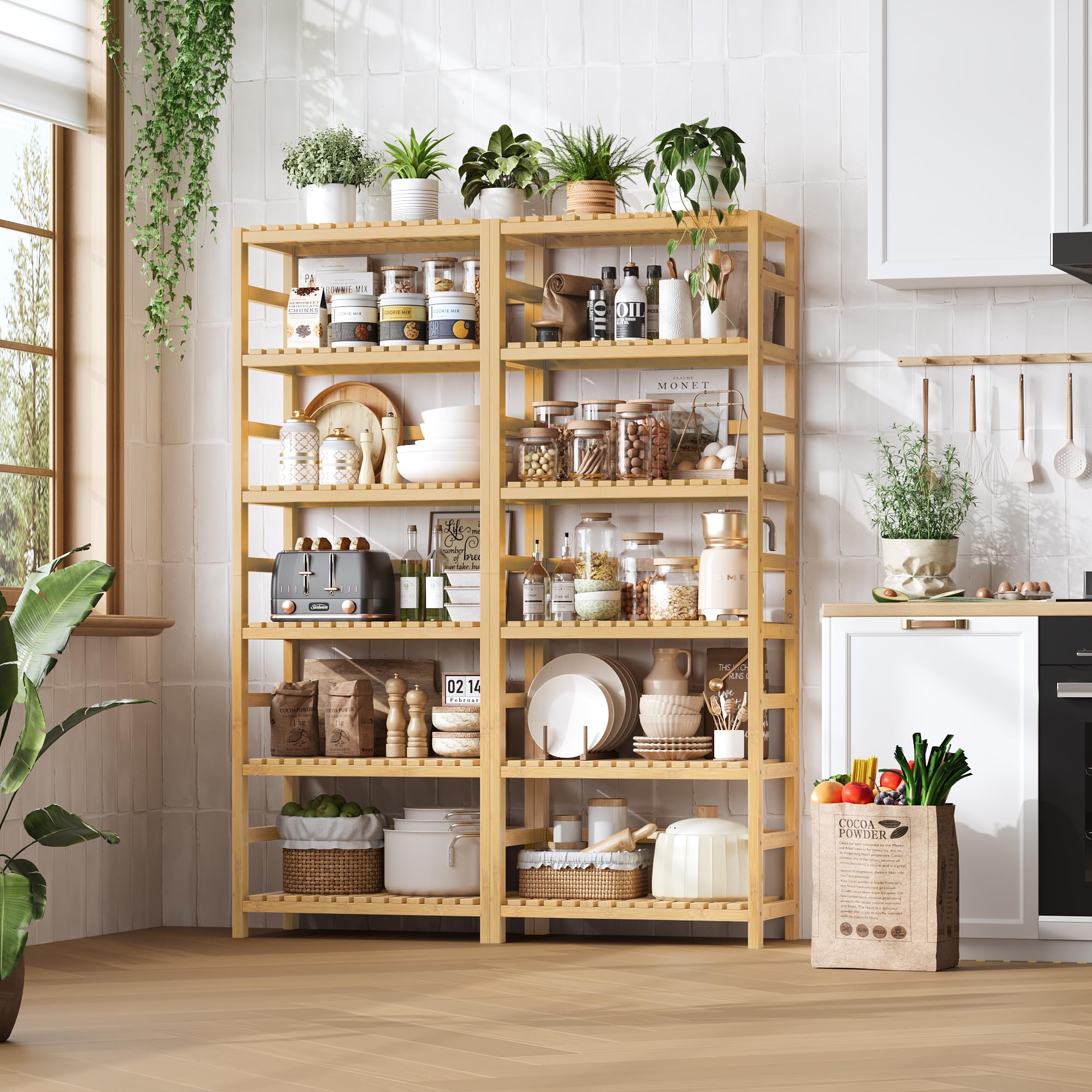 FOTOSOK adjustable shelves enable customizable height for tall books or plants