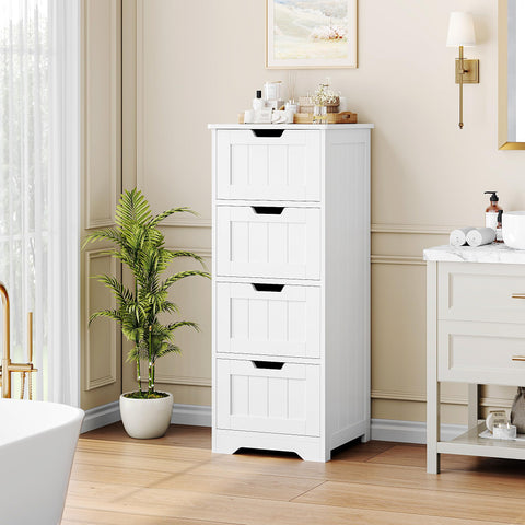 FOTOSOK freestanding white entryway cabinet adds compact storage space