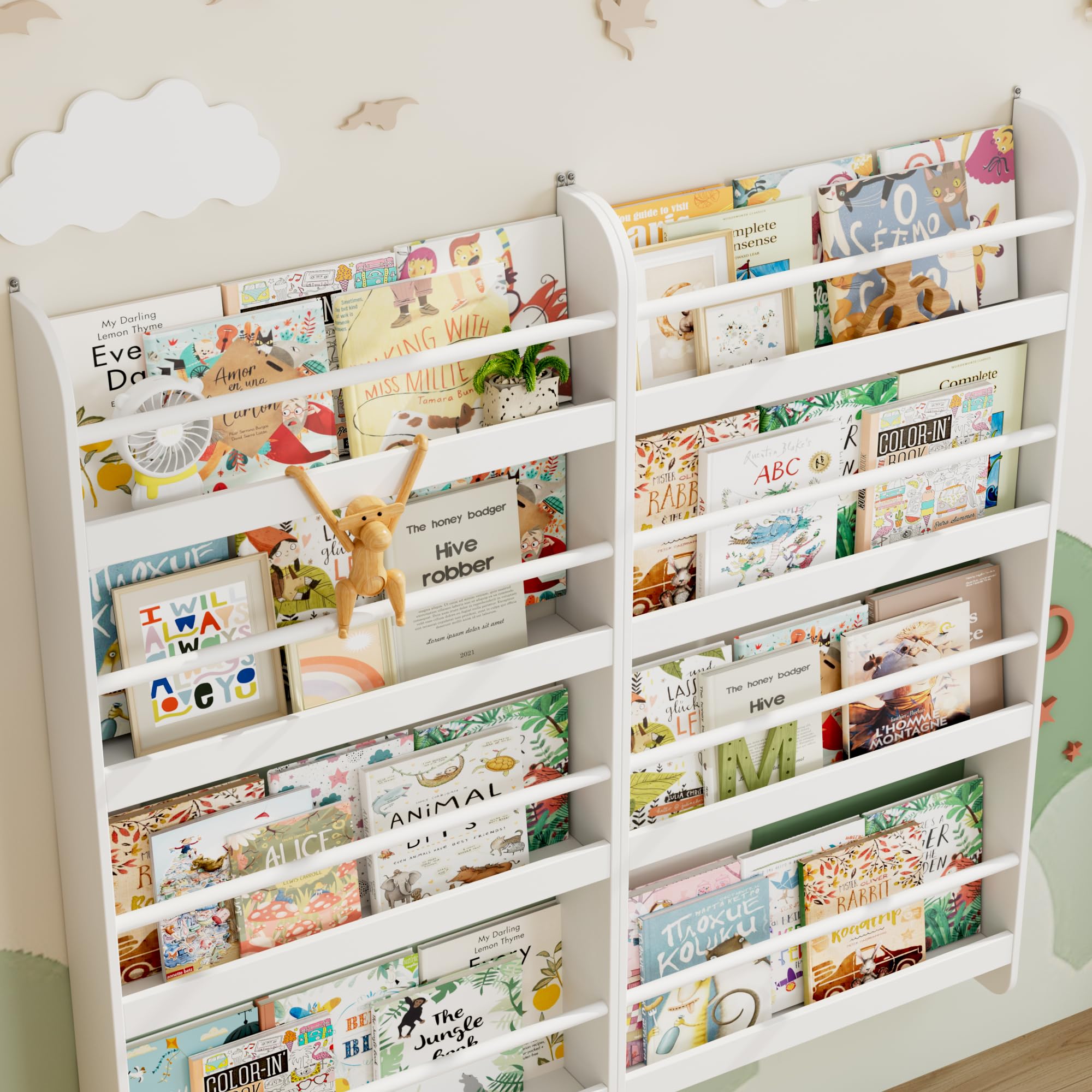 FOTOSOK fits beautifully in nursery corners for reading and toy storage.