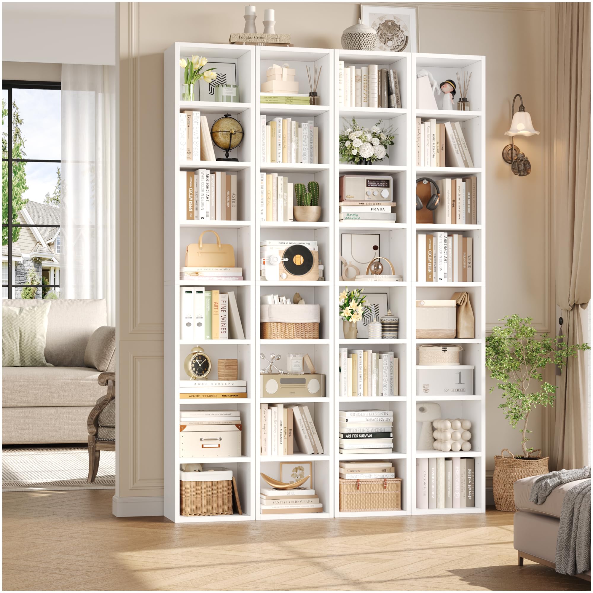 FOTOSOK slim white cabinet stores books and photos neatly in any room.